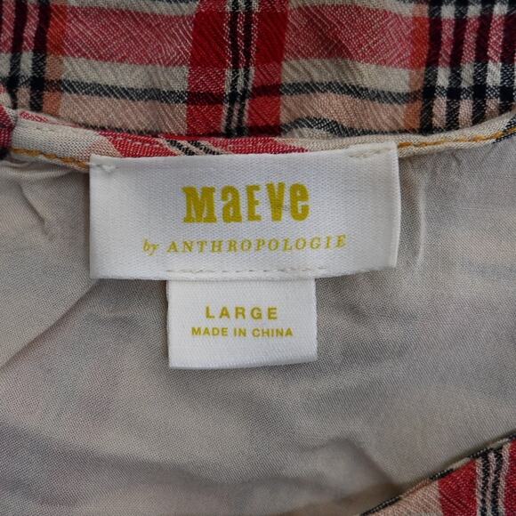 Anthropologie Maeve Women's L Priscillia Plaid Pullover Blouse - Picture 8 of 10